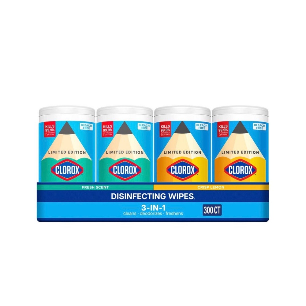 Clorox Disinfecting Wipes 300ct 4pk Pencil Edition & Crayola Toothpaste Bundle